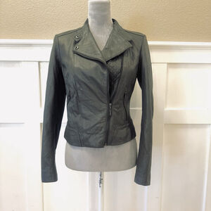 Cole Haan Leather Jacket Size:XS Genuine Lamb Soft Biker Moto Racer Quilted